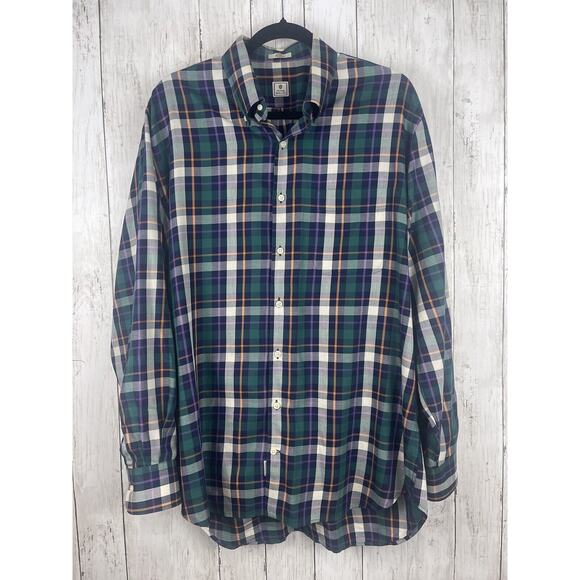 Peter Millar Shirt Mens Large Green Plaid Button Down Preppy Business Academia - Picture 1 of 9